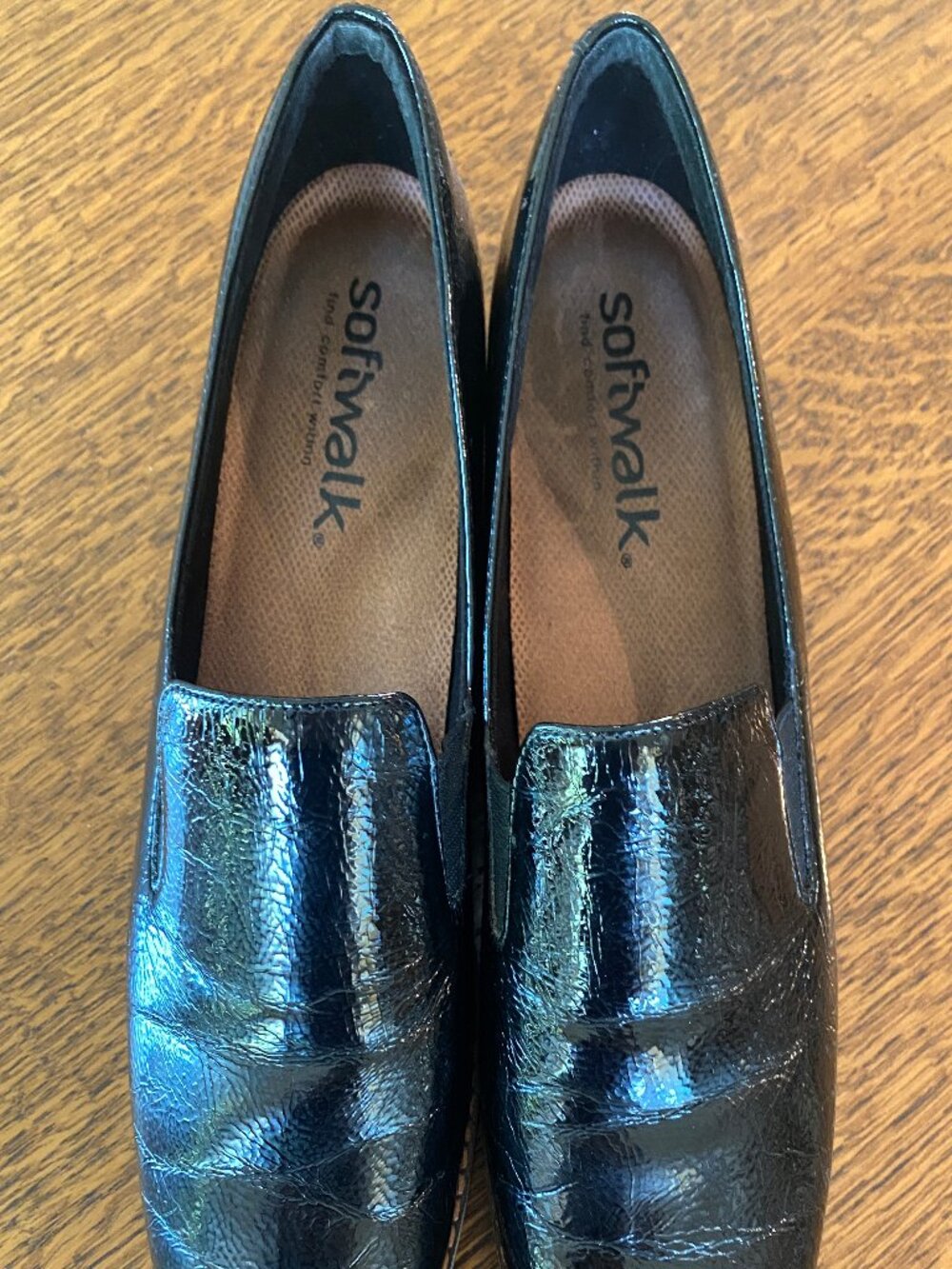 SoftWalk dressy loafers, black patent leather, size 8.5